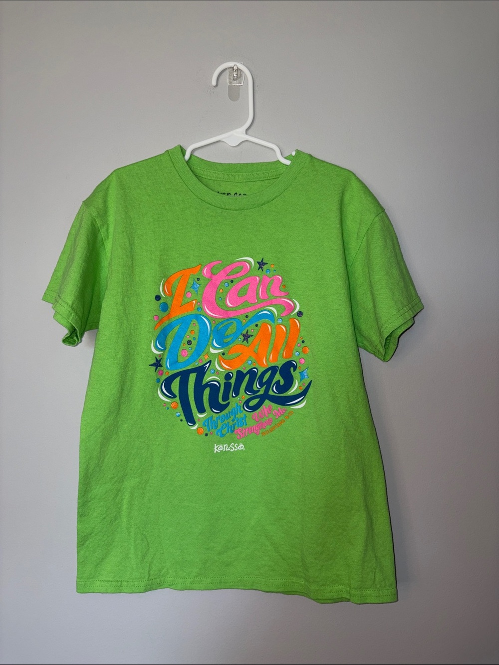 Bright Green Kids Graphic Tee - 'I Can Do All Things' youth M